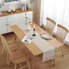 Cilected Modern Simple Table Runner Beige Handmade Tassel Cotton Linen cloth Household Runners Decoration 210708