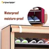 Non Woven Fabric Shoe Shelf Multiple Sizes Gray Wine Coffee Shoes Rack Alloy Enclosed Dust Proof Waterproof Home Storage Holder 211101