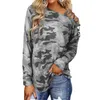 Kvinnor Långärmad T Shirt Loose Pullover Hoodie Camouflage Camo Färg Axel Av Sweat Shirt Sportkläder Långärmad Höst Sweater Outfit Tops G82ufko