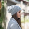 Bonnet chapeau pour femmes chapeau d'hiver tricoté fourrure de lapin Skullies chapeaux Bonnet chaud casquette femme fille