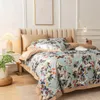花鳥の水彩画の花の花アートプリント布団カバーセット4ピース100％エジプトの綿の寝具ベッドシート2毛板C0223