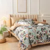 Floral Birds Aquarelle Feuilles Fleurs Art Print Ensemble de housse de couette 4Pcs 100% coton égyptien Ensemble de literie avec drap de lit 2Pillowcase C0223