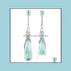 Stud Earrings Jewelry Fashion Elegant Long Topaz Crystal Dangle S471 Drop Delivery 2021 O4Ksd