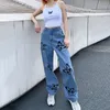 SHENGPALAE Summer Vintage Jeans Woman Long Trousers Cowboy Female Loose Streetwear Pants ZA4110 210302