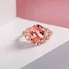 YANYI Retro Lady 925 Sterling Sier Oval 10 X 14 Anello ad alto tenore di carbonio Diamond Dot Undercut Nude Pink Gem Jewelry Ring