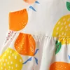 2021 Sommarbarnflickor Klänningar för Baby Casual Beach Bow Print Sundress Nyfödda Kläder Infant Princess Dress + Hat Outfits Q0716