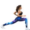 Geometric Prited Legging Sport Femme Fitness Et Running Pantalon Jogging Poliestere Leggings blu Donna Vita alta Push Up 210604