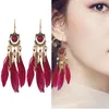 Bohemian Beads Dangle Earrings For Women Boho Fashion Jewelry Ethnic Tassel Long Feather Earring