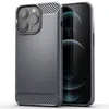 Capas de telefone móvel para iPhone 15 Pro Max 14 Plus 13 Mini 12 11 Fibra de carbono macia TPU borracha silicone híbrido protetor à prova de choque escovado capa de armadura robusta