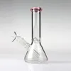 8 " hookah pink glass smoking KT bong beaker bottom clear tube small water pipe colorful mouth wholesale price 14 mm female joint and bowl