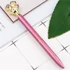 Novo Criativo Diamante Metal Diamante Quatro Folhas Trevo Ballpoint Caneta Caneta Escola Escola Material De Escola De Negócios Pena De Negócios Presente Estudante