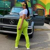 Dames Broek Capris NCLagen Neon Groen Paars Trekkoord Skinny Vrouwen Hoge Taille Geplooide Streetwear Broek Vrouw Pant Sweatpants Sudade