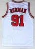 Retro Best Mens Sports Shirts Embroidery 1# Derrick Rose Jerseys Red The Worm 91# Dennis Rodman White Black 33# Scottie Pippen Jersey Stitched