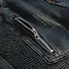 Men's Jeans Hip Hop Zipper Folds Vintage Pleated Patchwork Slim Luxury Designer Biker Fashion Mens Denim Pants