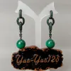 YYGEM Natural Genuine round Green Malachite pave gunmetal plated Loop Stud Earrings luxury for women