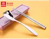 Koreanska bestick set chopstick sked box portable travel student rostfritt stål singel bordsrum söt utomhus bestick
