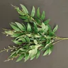 Folhas de Silk Artificial Folhas Longo Filial Verde Plantas Falsas Primavera Casamento Decoração de Casa Arranjo Acessórios Faux Folhagem