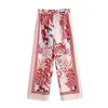 TRAF WomenFashionPatchworkFloralPrintWidelEkPantsVintageHighelasticWaistfemaleKletrousersStreetWear 211008