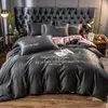 OLOEY set biancheria da letto setosa al tatto lusso set letto bicolore copripiumino lenzuolo con angoli lenzuolo coprimaterasso Queen King size 210706