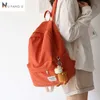 Nufange Classic Designソリッドカラーコットン生地女性バックパックファッションガールズレジャー学生ブックバッグ旅行ティーンエイジャーx0529