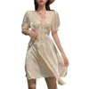 NOUVEAU Fée Chair Belle Chemise Robes Femme Flhjlwoc Été Sexy Club Party Night Wear Date Filles Lolita Mignon Mini Robe Rose 210303