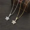 Hip Hop Iced Out Lab Diamond Star Necklace Pendant Gold Silver Plated Mens Bling Jewelry