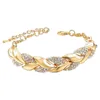 Bangle Bracelets Alloy Fashion Luxury Gold Leaf Bracelet With Diamond Pendant Ladies Hand Jewelry Gift Valentine's Day