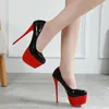 Lucyever sexig 16cm super höga klackar kvinnor pumpar hög plattform röd patent läder skor kvinna elegant fest bröllop skor kvinnlig y0611
