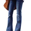 Hohe Taille Jeans Mom Flare Jeans Für Frauen Bell-Bottom Vintage Denim Skinny Jeans Frau Plus Größe Schwarz Weibliche Breite bein Hosen 210302