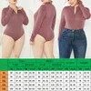 2020 Brand New Womens Sólido Manga Longa Tops Bodysuit Jumper Bodycon Plus Size Zipped Jumpsuit Bainha Bodysuits Y0927