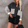 秋のコーデュロイジャケットの女性のオーバーハードシャツSボタンヒョウコート女性210914