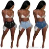 Frauen Denim Shorts Sommer Quaste Hosen Designer Kleidung Sexy Mode Pailletten Hot Drill Washed Jeans Nachtclub Über Knie Mit Tasche