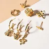 Ohrstecker aus Gold für Frauen, Mini-Ohrringe, ungewöhnliche Ohrringe, Kreuz/Stern, eleganter Boho-Schmuck, Tropfen-Ohrclip, Herz, Mädchen-Geschenk