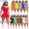 Mulheres Jumpsuits Designer Slim Sexy Cor Sólida Onesies Macacões Vesticulação V-Neck Zipper Macacões Bodycon Shorts Manga Curta Capris 65 Estilos