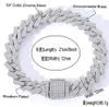 12mm Iced Cuban Link Prong Chain Necklace&Bracelet 14K White Gold Plated 2 Row Diamond Cubic Zirconia Jewelry 16inch-24inch2054