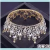 Jewelrybaroque Pageant Circle Diadem Bridal Queen King Tiaras Metal Crown Party Banquet Head Ornaments Wedding Hair Jewelry Aessories Drop D