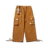 Erkek Pantolon Godlikeu Japon Streetwear Kadife Erkek Vintage Kahverengi Kargo Cepleri Boy Kore Geniş Bacak Hip Hop Pantolon