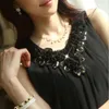 Diseño de blusa sexy para mujer Camisa de verano elegante sin mangas Blanco Negro Camisa de encaje de ganchillo Tops y Blusas Mujer Blusas Chaleco Cam
