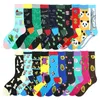 Mannen Big Size Funny Socks Avocado Donuts Cherry Banana Geometric Geld Happy Design Sokken Skateboard Crew Calcetines Divertidos X0710