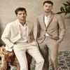 Mäns kostymer Blazers 2022 Säljer Notch Lapel Linne 2 stycken Slim Fit Custom Made Two Buttons BrideGroom Wedding Wear Tuxedos Skinny