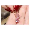 女性のための本物のローズゴールドダイヤモンドドロップのためのピンクのトパーズ宝石のオールベレンビズティリア14kガーネットイヤリングビジューオレッシーニ