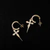 Kors Örhängen Smycken Lyxig Bling Zircon Drop Earrings Trendy Fashion Men Kvinnor Guld Silver Färgcirkel Kors Hip Hop Örhängen