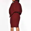 Kvinnor Vinter Turtleneck långärmad tröja klänning Fashion Autumn Warm Bodycon Plus Size Midi Sticked Dresses Two Piece Set Lady T3396192
