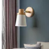 Nordic solid wood bedroom wall light modern minimalist macaron LED wall lamp creative living room indoor lighting AC85-265V299c