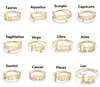 Réglable 12 Constellations Lettre Anneau Pour Femme Ouverture De Mariage En Acier Inoxydable Zodiaque Doigt Anneaux D'anniversaire Bijoux