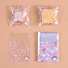 100 sztuk / partia Cherry Blossoms Cukierki Cookie Plastikowe Torby Samoprzylepne Do DIY Herbatniki Przekąski Paining Package Decor Dzieci Prezent Supplies 100 sztuk / partii