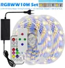 5050 LED Şerit RGB / RGBW / RGBWW 5 M 10 M RGBColor Değiştirilebilir Esnek Ledlight Bant RF Uzaktan Kumanda Müzik Seti