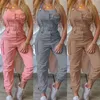 Women Casual Solid Color Jumpsuit Summer Deep V Neck Button Shirt Overalls Short Sleeve Office Lady One Piece Romper Belt XL