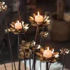 양초 홀더 미국 레트로 74cm 바닥 금 꽃 홀더 철 조각 낭만적 인 램프 홈 바 가게 웨딩 장식 장식품