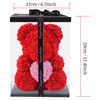 25cm Valentinsdag Present Röd Rose Teddy Bear Pe Artificial Flower Födelsedag Bröllopsfest dekor fru Valentine Gift Rose Bear DHL Gratis YL0225